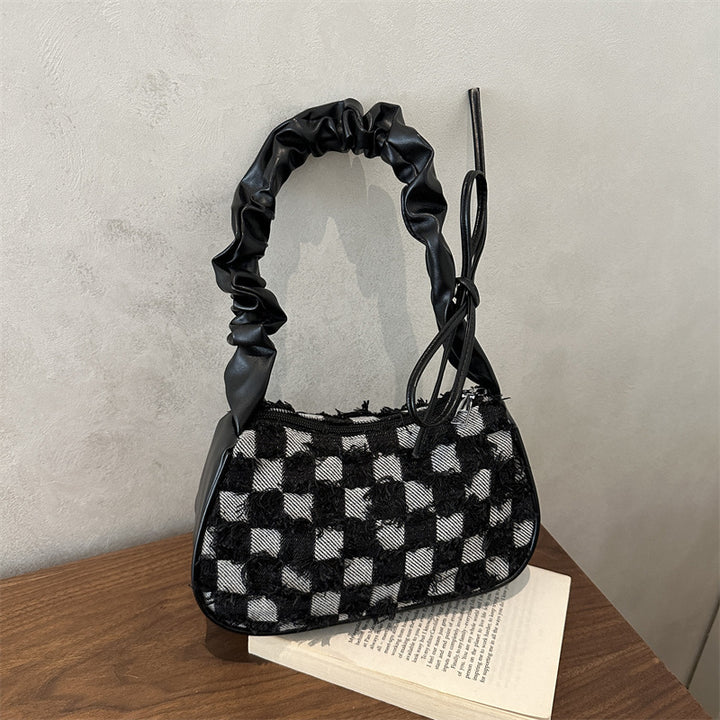 Damen Umhängetasche mit floralem Denim-Design und raffinierten Knotenakzenten Nord Taschen