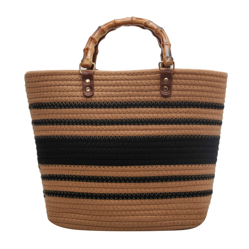 Damen Strandtasche mit handgefertigtem Bambusgriff Nord Taschen