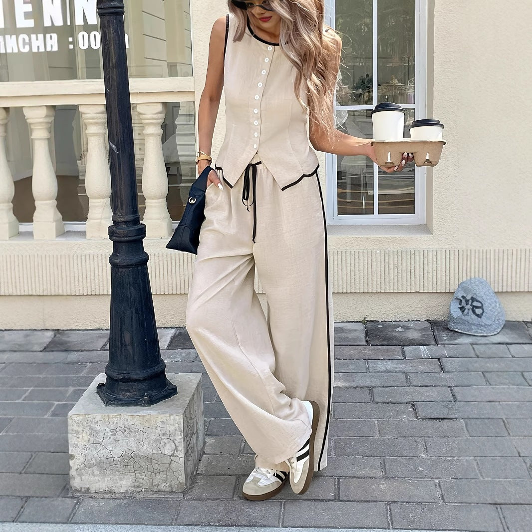 Damen Elegante und bequeme Loungewear mit Knopfleiste Nord Taschen