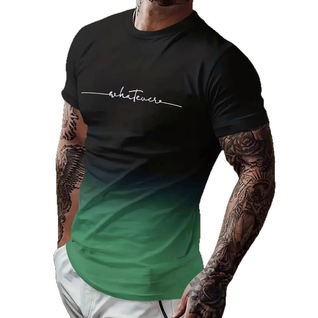 Herren T-Shirt mit modernem Farbverlauf und Palmenstickerei - Arvani