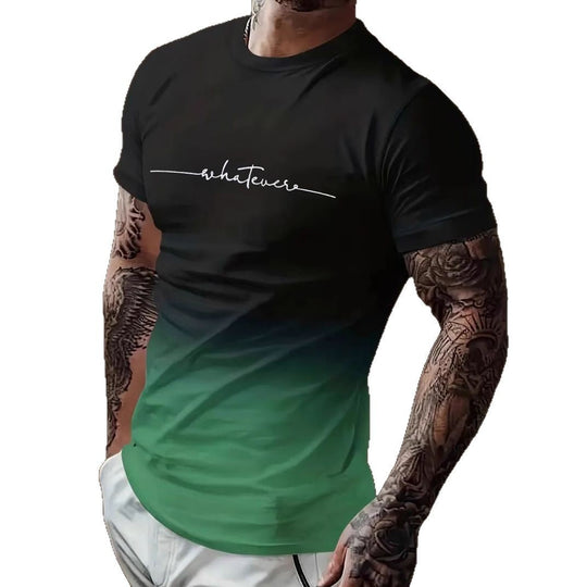 Herren T-Shirt mit modernem Farbverlauf und Palmenstickerei - Arvani
