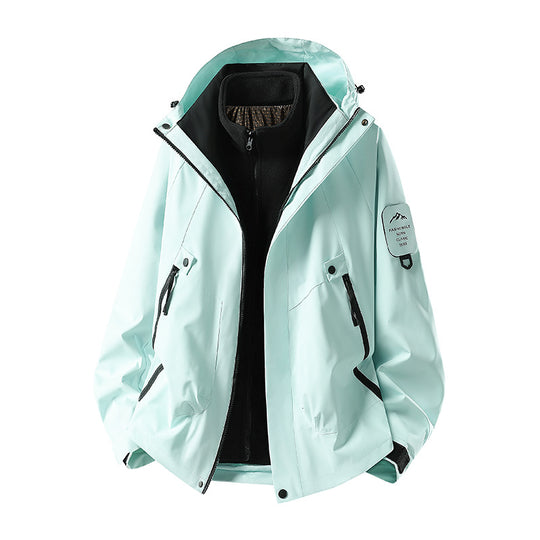 Herren Zwei-in-eins Wetterschutzjacke mit abnehmbarer Steppweste und verstellbarer Kapuze Nord Taschen