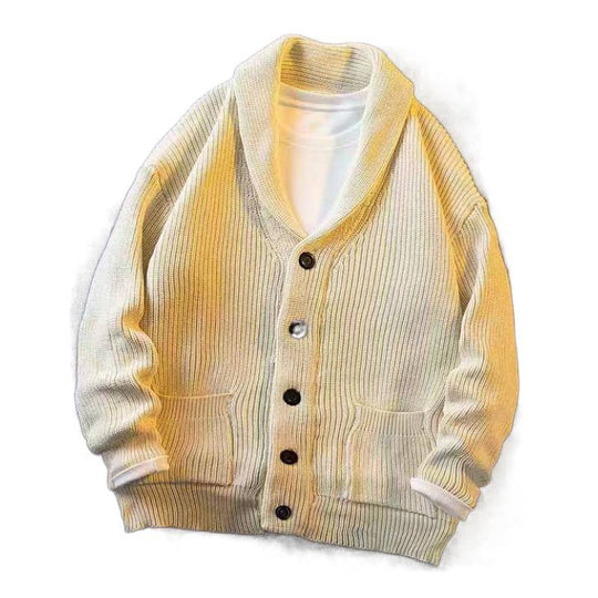 Herren Schalkragen-Cardigan aus grobem Rippstrick mit Taschen & Knopfleiste Nord Taschen