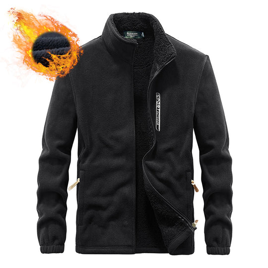 Herren Thermo-Fleecejacke mit doppellagigem Sherpa-Innenfutter und Stehkragen Nord Taschen
