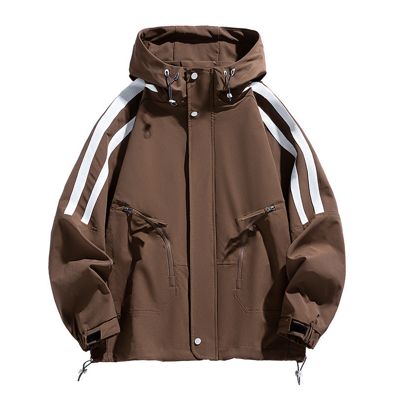 Unisex Sportlich-urbaner Kapuzen-Windbreaker mit Kontraststreifen Nord Taschen