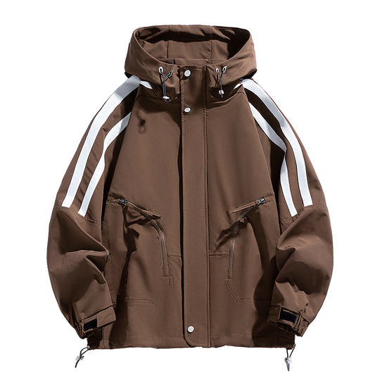 Unisex Sportlich-urbaner Kapuzen-Windbreaker mit Kontraststreifen Nord Taschen