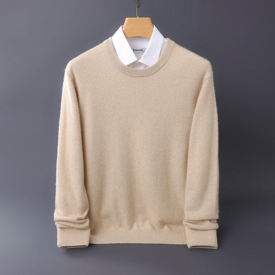 Herren Feiner Rundhals-Strickpullover in Kaschmir‑Optik mit gerippten Bündchen Nord Taschen