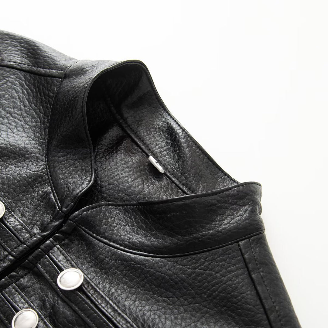 Damen Kurzjacke im Hussarenstil aus Lederoptik mit dekorativen Reihenknöpfen Nord Taschen
