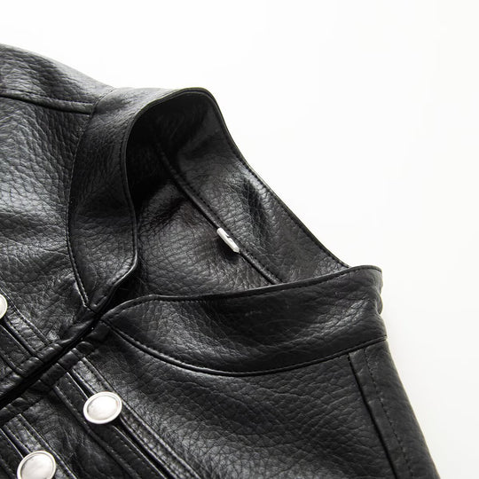 Damen Kurzjacke im Hussarenstil aus Lederoptik mit dekorativen Reihenknöpfen Nord Taschen