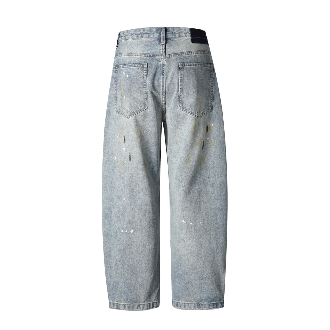 Unisex Lässige Relaxed-Fit Jeans mit hoher Taille und Paint-Distress Nord Taschen