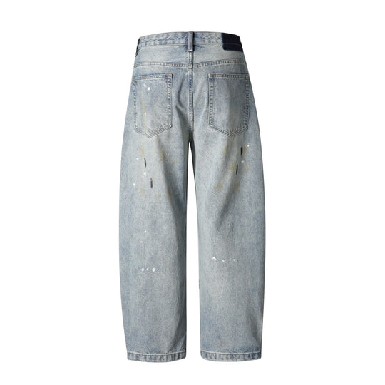 Unisex Lässige Relaxed-Fit Jeans mit hoher Taille und Paint-Distress Nord Taschen