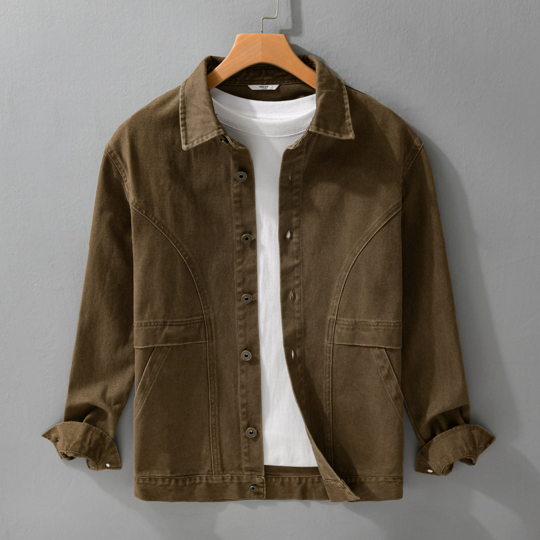 Herren robuste Canvas-Workerjacke mit Fronttaschen und markanten Ziernähten Nord Taschen