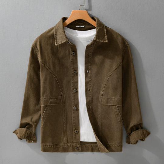 Herren robuste Canvas-Workerjacke mit Fronttaschen und markanten Ziernähten Nord Taschen