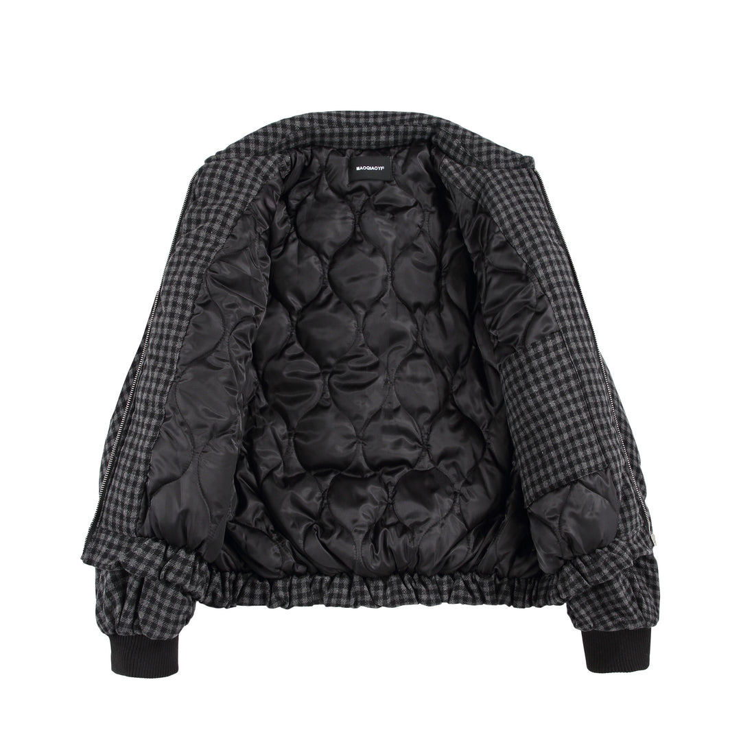 Unisex Boxy-Karos-Steppblouson mit Reißverschluss und elastischem Saum Nord Taschen