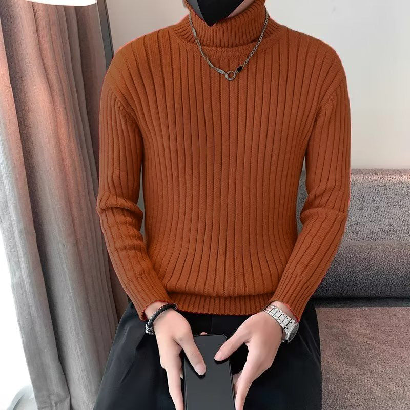 Herren Enganliegender Gerippter Rollkragenpullover aus Feinstrick Nord Taschen