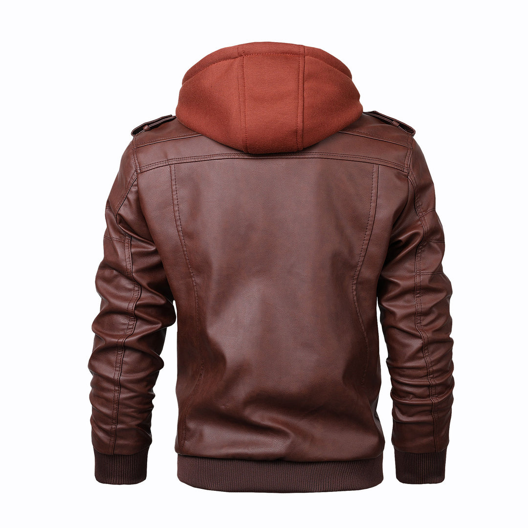 Herren Piloten-Blouson aus Kunstleder mit integriertem Kapuzen-Inlay und Zipper-Details Nord Taschen