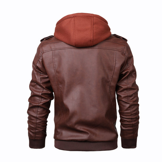 Herren Piloten-Blouson aus Kunstleder mit integriertem Kapuzen-Inlay und Zipper-Details Nord Taschen
