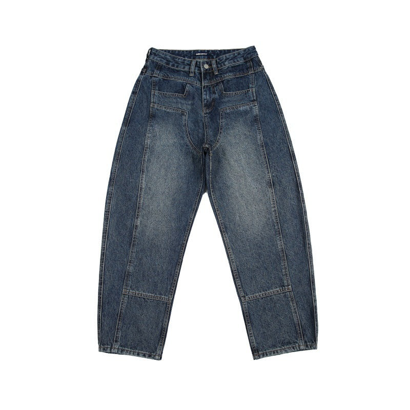 Unisex Weite Jeans mit hohem Bund, markanten Nahtpaneelen und konisch zulaufender Cropped-Silhouette Nord Taschen
