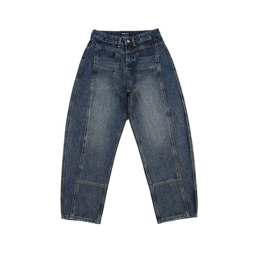 Unisex Weite Jeans mit hohem Bund, markanten Nahtpaneelen und konisch zulaufender Cropped-Silhouette Nord Taschen