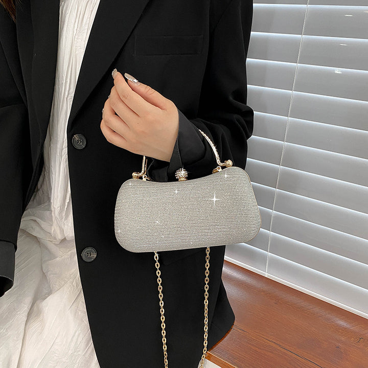 Damen Clutch mit funkelndem Glitzer und elegantem Goldrahmen Nord Taschen