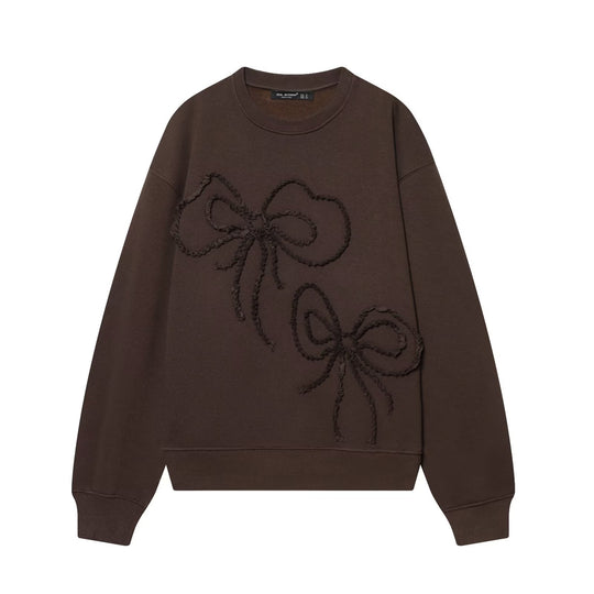 Damen weiter Sweatshirt mit dreidimensionaler Schleifen-Applikation und Rippbündchen Nord Taschen