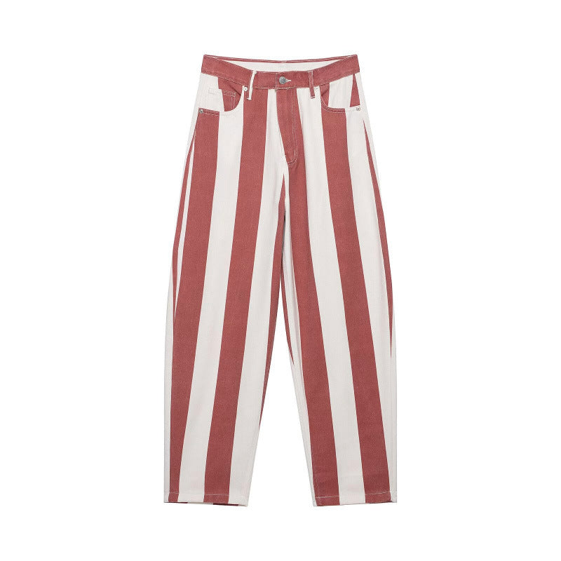 Damen Hochtaillierte weite Streifenjeans im Retro‑Look Nord Taschen