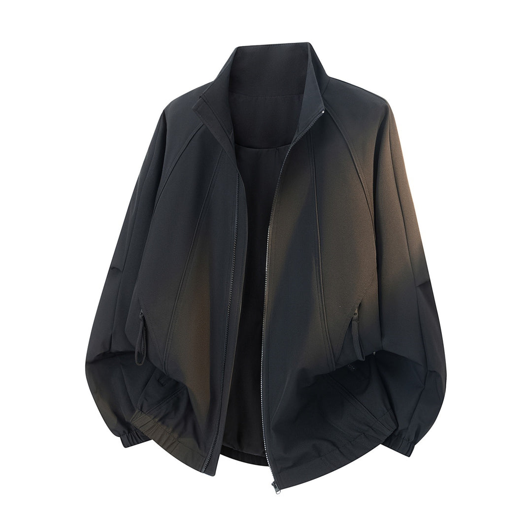 Herren Oversize-Funktionsjacke im Bomberstil mit Stehkragen, Kordelzugsaum und diagonalem Nahtdesign Nord Taschen