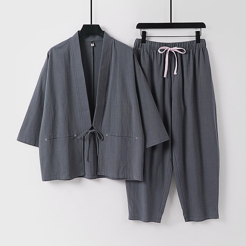 Unisex Kimono-Lounge-Set mit Kurzjacke und elastischer Kordelhose Nord Taschen