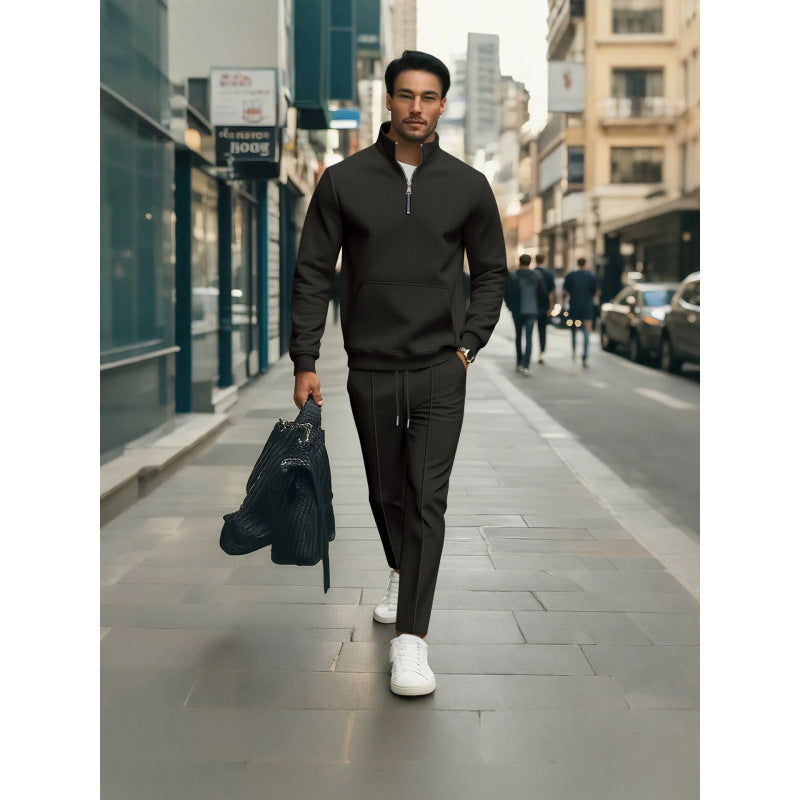 Herren Hochwertiger Stehkragen Pullover mit Zipper Nord Taschen