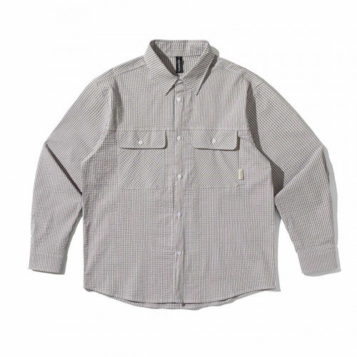Unisex Boxy-Overshirt im Seersucker‑Look mit doppelten Brustklappen und Hemdkragen Nord Taschen