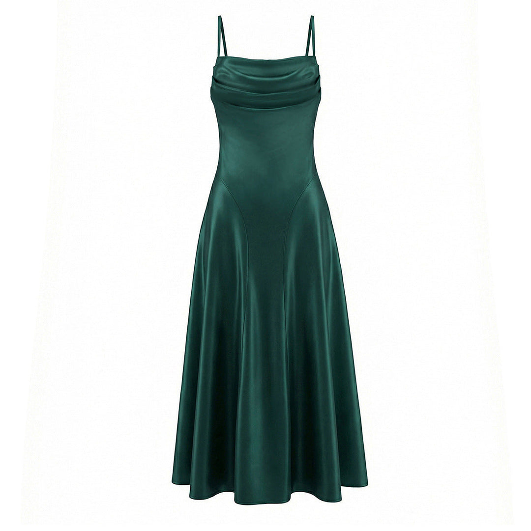 Damen Maxikleid mit eleganter Drapierung und feinem Satin-Finish Nord Taschen