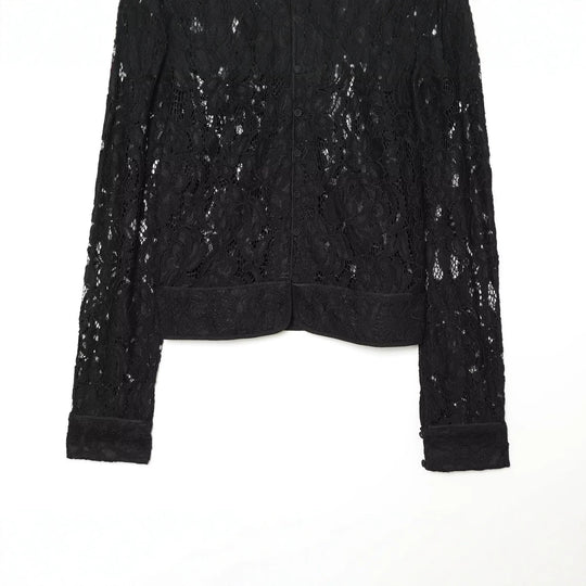 Damen Cropped Spitzenjacke mit floralem Allover-Spitzendesign und Stehkragen Nord Taschen