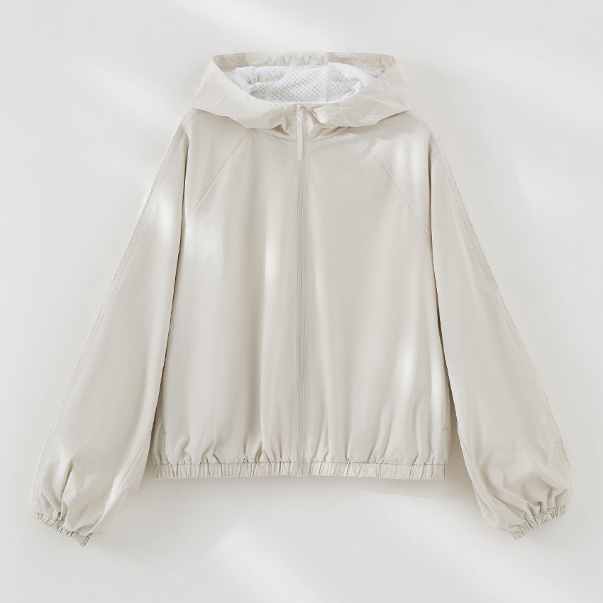 Damen Leichte Kapuzenjacke mit Kurzreißverschluss, Raglanärmeln und elastischem Saum Nord Taschen