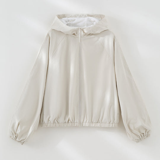 Damen Leichte Kapuzenjacke mit Kurzreißverschluss, Raglanärmeln und elastischem Saum Nord Taschen