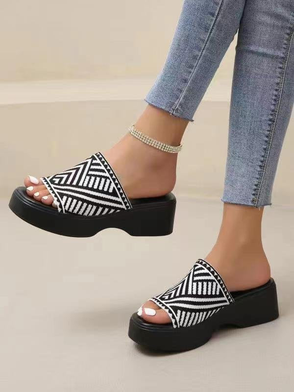 Damen Komfortable Wedge-Pantoletten mit breitem Riemendesign und anatomischem Fußbett