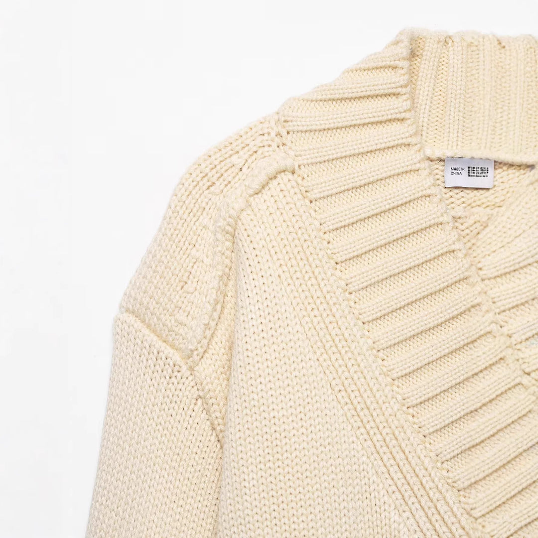 Damen Wickel-Strickcardigan mit Schalkragen und Bindegürtel Nord Taschen