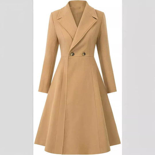 Damen Tailliertes Mantelkleid im A‑Linien‑Tailoring aus Wollmix mit schmaler Taille und ausgestelltem Rock Nord Taschen