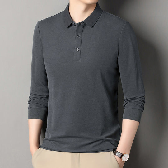 Herren Langarm‑Polo aus atmungsaktivem Baumwoll‑Stretch mit feinem Polokragen Nord Taschen