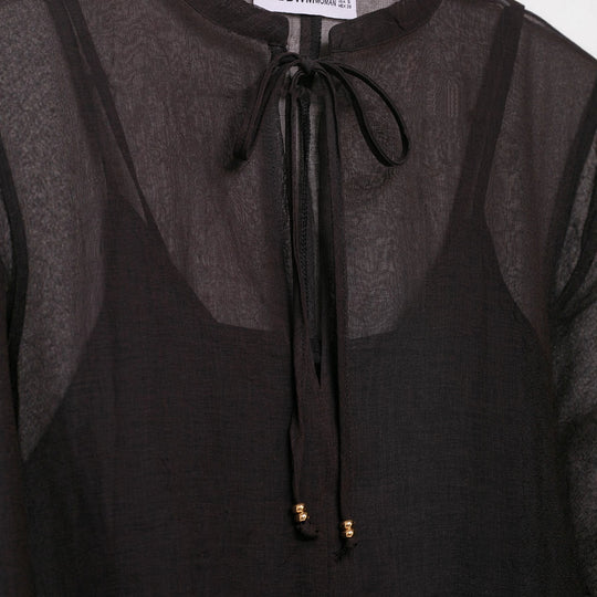 Damen Transparentes Chiffon-Kaftankleid mit Volantärmeln und Tunnelzug Nord Taschen