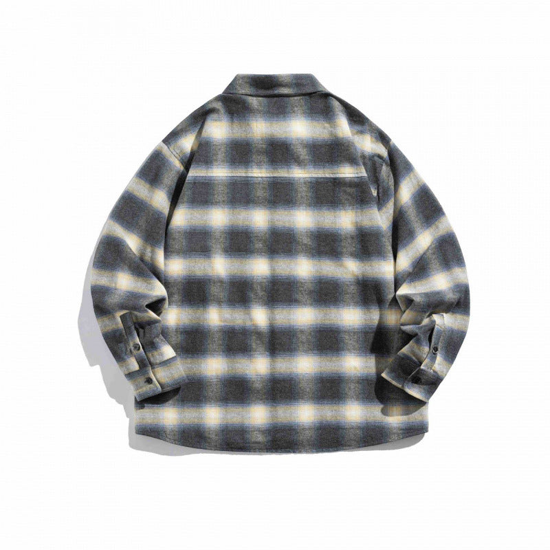 Unisex Kastenförmiges kariertes Flanell-Overshirt mit aufgesetzter Brusttasche und Boxy-Schnitt Nord Taschen