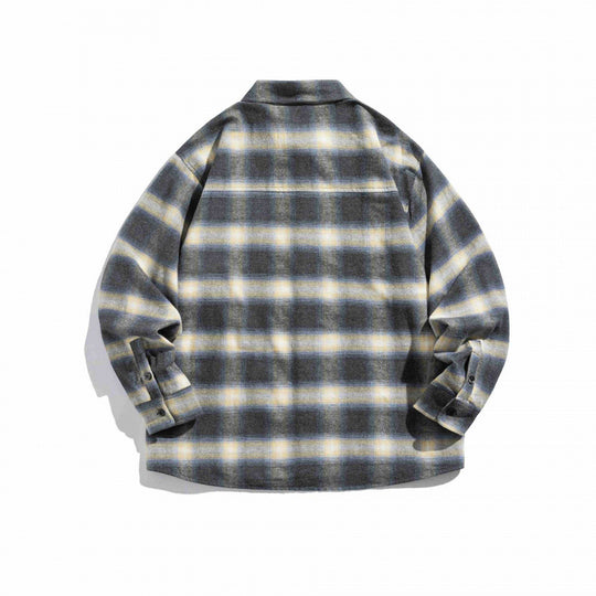 Unisex Kastenförmiges kariertes Flanell-Overshirt mit aufgesetzter Brusttasche und Boxy-Schnitt Nord Taschen