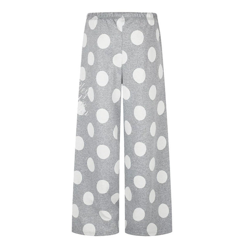 Damen Weite Palazzo-Loungehose mit Komfortbund und Punktmuster Nord Taschen