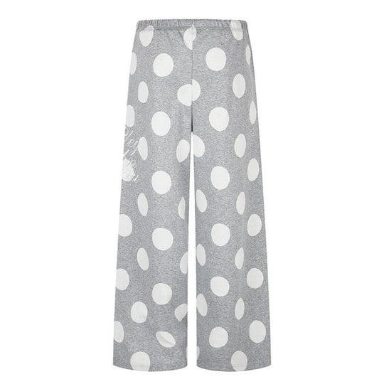 Damen Weite Palazzo-Loungehose mit Komfortbund und Punktmuster Nord Taschen