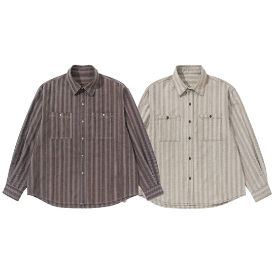 Herren lockeres gestreiftes Overshirt im Hemdjacken‑Stil mit Brusttaschen und abgerundetem Saum Nord Taschen