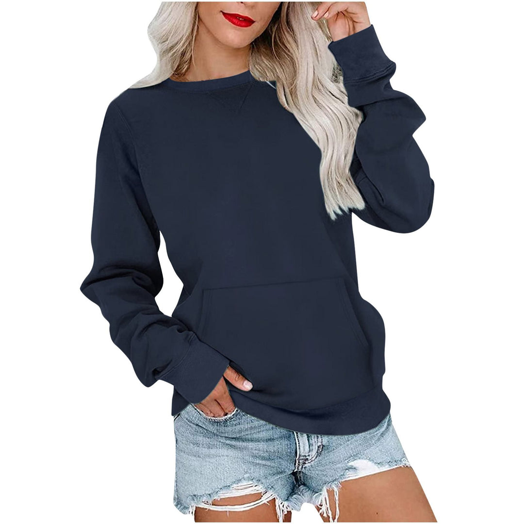Damen Lockeres Sweatshirt mit Rundhalsausschnitt und Kängurutasche Nord Taschen