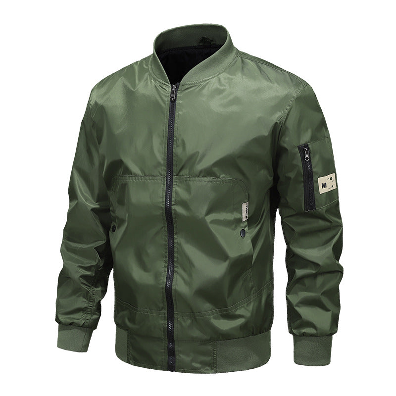 Herren Leichte Nylon-Bomberjacke mit Ärmeltasche, Stehkragen und Rippbündchen Nord Taschen