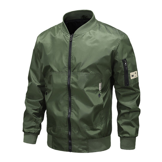 Herren Leichte Nylon-Bomberjacke mit Ärmeltasche, Stehkragen und Rippbündchen Nord Taschen