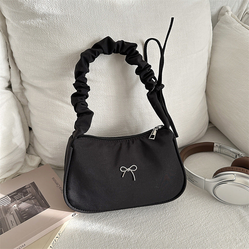 Damen elegante Schultertasche mit dekorativem Rüschengriff Nord Taschen