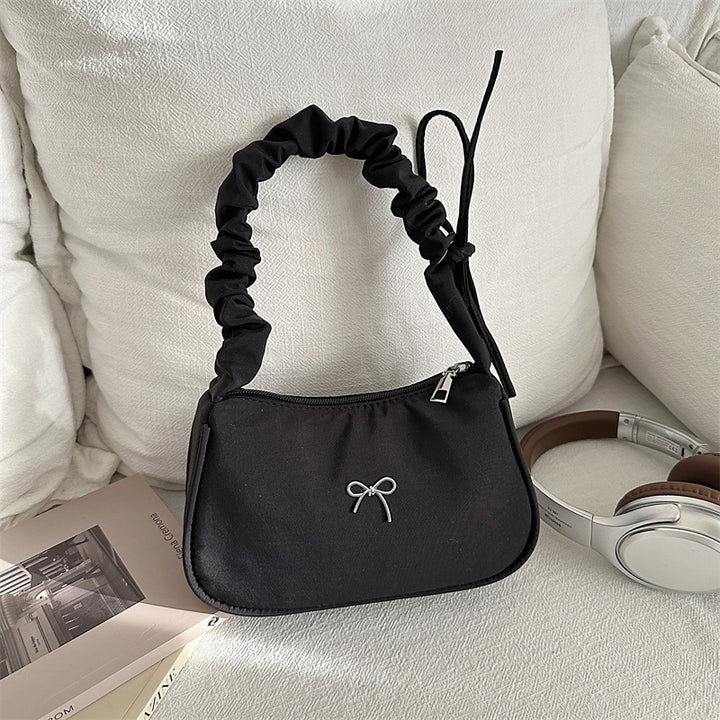 Damen elegante Schultertasche mit dekorativem Rüschengriff Nord Taschen
