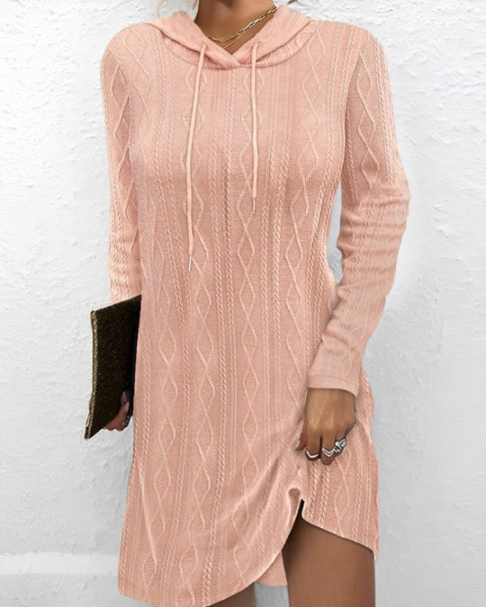 Damen Lässiges Strickkleid mit Kapuze Nord Taschen